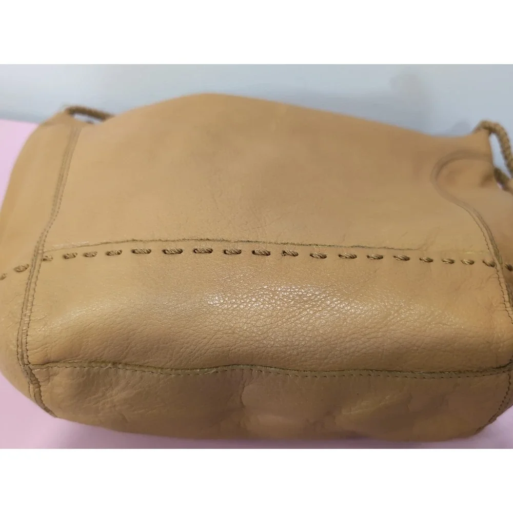 The Sak Sequoia Leather Hobo Shoulder Bag Purse Golden Tan Color